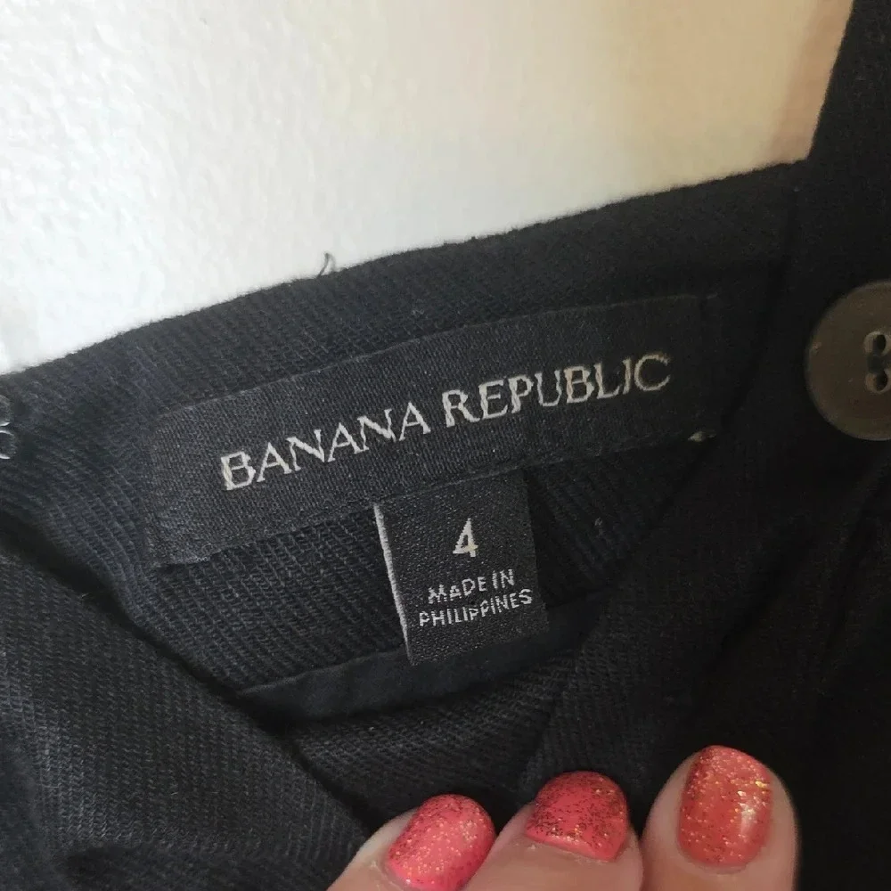 Banana Republic Linen Black Jumpsuit with Buttons Sz 4